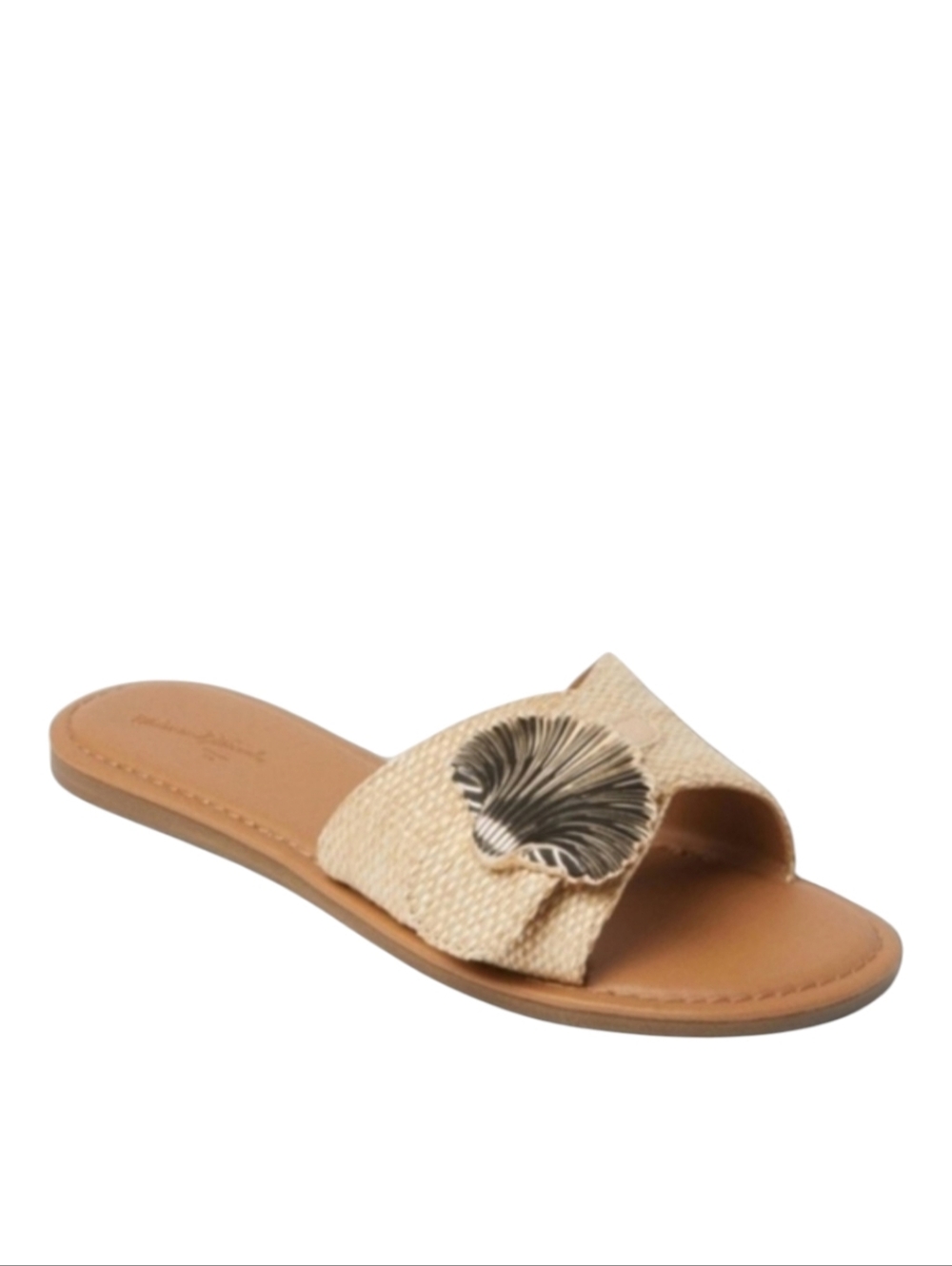 New Universal Thread Nesryn Gold Seashell Accent Sandals In Tan Size Women's 6.5